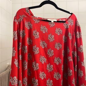EUC Red pattern blouse from Loft